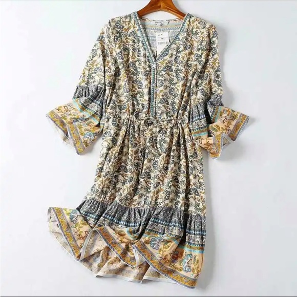 # 96 CLOSEOUT SALE! NEW! Boho Gypsy Floral Summer Dress - Picture 5 of 6